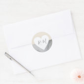 Elegant liefdeshart met bruid & bruidegom initiale ronde sticker (Envelop)