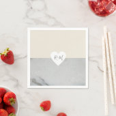 Elegant liefdeshart met bruid & bruidegom initiale servet (Insitu)