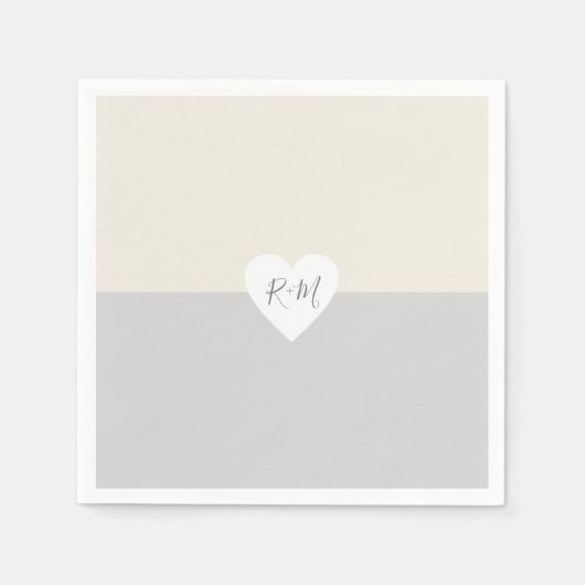 Elegant Liefdeshart met bruid & bruidegom Initiale Servet (Voorkant)