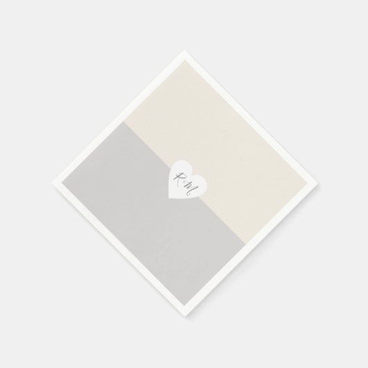 Elegant Liefdeshart met bruid & bruidegom Initiale Servet (Hoek)