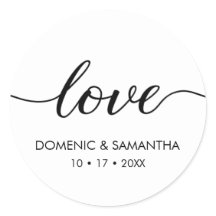 Elegant Liefdesscript Bruiloft Classic Ronde Stick