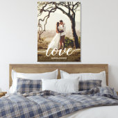 Elegant Liefdesscript Bruiloft Pas getrouwd Foto Canvas Afdruk (Insitu (Slaapkamer))