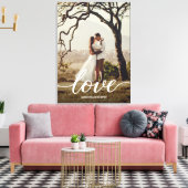 Elegant Liefdesscript Bruiloft Pas getrouwd Foto Canvas Afdruk (Insitu (Woonkamer))