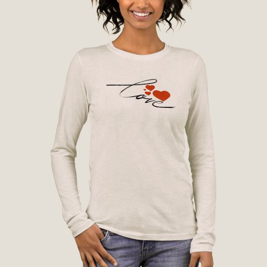 Elegant Liefdesscript Minimalistische Harten Custo Tri-Blend Shirt (Voorkant)