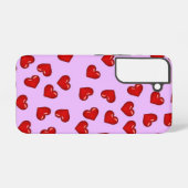 Elegant liefhebbers Rode hartritme op het paars Samsung Galaxy Hoesje (Achterkant horizontaal)