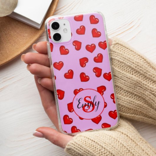 Elegant liefhebbers Rood hartpatroon op zacht paar Case-Mate iPhone Case