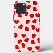 Elegant liefhebbers Rood hartpatroon op Zacht roze Case-Mate iPhone Case (Achterkant)