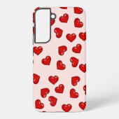 Elegant liefhebbers Rood hartpatroon op Zacht roze Samsung Galaxy Hoesje (Achterkant)