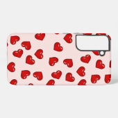 Elegant liefhebbers Rood hartpatroon op Zacht roze Samsung Galaxy Hoesje (Achterkant horizontaal)