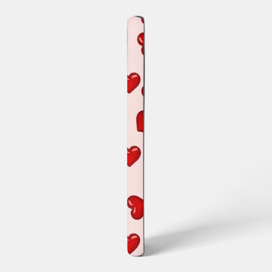 Elegant liefhebbers Rood hartpatroon op Zacht roze Samsung Galaxy Hoesje (Linkerkant)