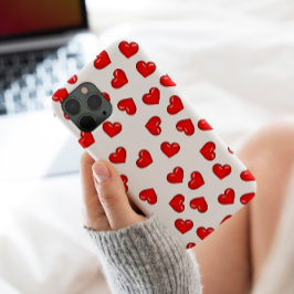Elegant liefhebbers Rood hartpatroon op zwart wit Case-Mate iPhone Case