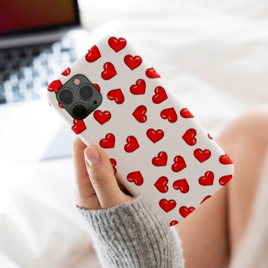 Elegant liefhebbers Rood hartpatroon op zwart wit Case-Mate iPhone Case