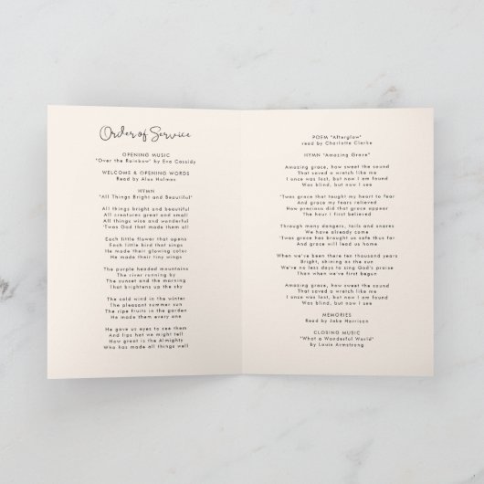 Elegant Life Celebration Order of Service Funeral Programma (Binnen)