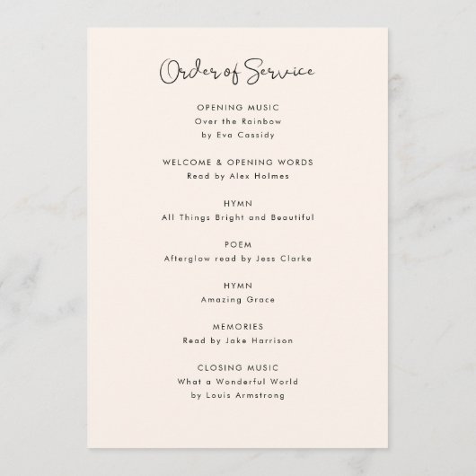 Elegant Life Celebration Order of Service Funeral Programmakaart (Achterkant)