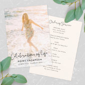 Elegant Life Celebration Order of Service Funeral Programmakaart