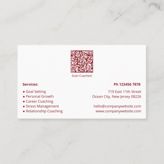 Elegant Life Coach Services Bedrijf Visitekaartje Klantenkaartje (Achterkant)