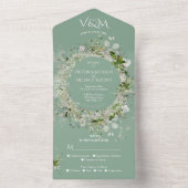 Elegant Light & Airy Delicate floral Wedding All In One Uitnodiging (Binnen)
