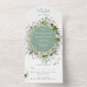 Elegant Light & Airy Delicate floral Wedding All In One Uitnodiging (Binnen)