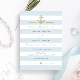Elegant Light Aqua Nautical Wedding Uitnodiging