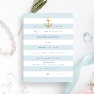 Elegant Light Aqua Nautical Wedding Uitnodiging
