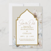 Elegant Light Beige Magnolia Flowers Save the Date Kaart (Voorkant)