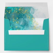 Elegant Light Blue and Gold Wedding Envelope