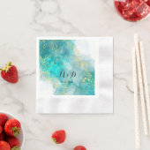 Elegant Light Blue and Gold Wedding Napkins Servet (Insitu)