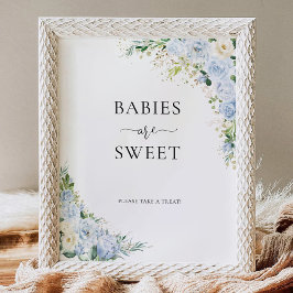 Elegant Light Blue Babies Are Sweet Sign Reclamebord Met Voetstuk