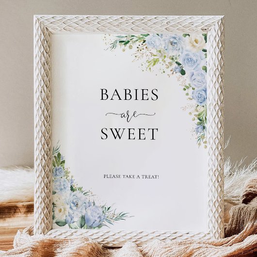 Elegant Light Blue Babies Are Sweet Sign Reclamebord Met Voetstuk