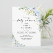 Elegant Light Blue Baby Shower Invitation Kaart (Staand voorkant)