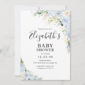 Elegant Light Blue Baby Shower Invitation Kaart (Voorkant)