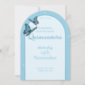Elegant Light Blue Butterfly Quinceañera - Custom Kaart (Voorkant)
