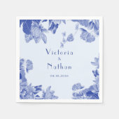 Elegant Light Blue Chinoiserie Floral Wedding Servet (Voorkant)