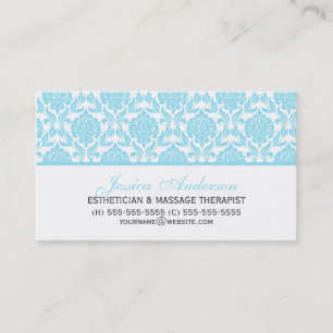 Elegant Light Blue Damask Patroon Visitekaartje