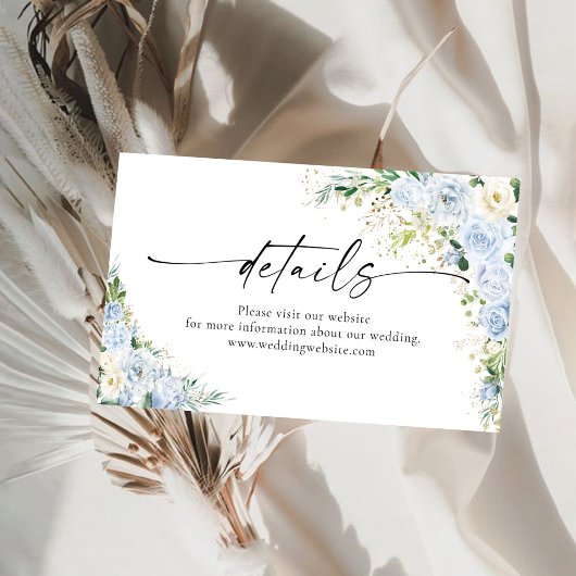 Elegant Light Blue Details Enclosure Card  Informatiekaartje
