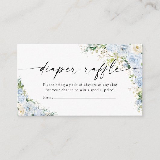 Elegant Light Blue Diaper Raffle  Enclosur Informatiekaartje (Voorkant)