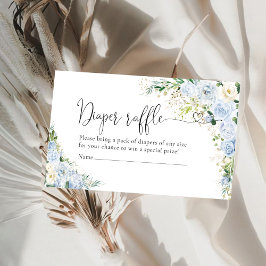 Elegant Light Blue Diaper Raffle  Enclosur Informatiekaartje