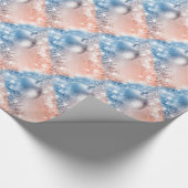 Elegant Light Blue en Coral-kerstbal Cadeaupapier (Hoek)