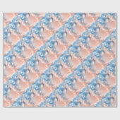 Elegant Light Blue en Coral-kerstbal Cadeaupapier (Vlak)