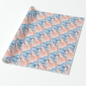 Elegant Light Blue en Coral-kerstbal Cadeaupapier (Uitgerold)