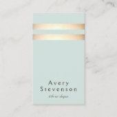 Elegant Light Blue en Faux Gold Foil Stripe Visitekaartje (Voorkant)