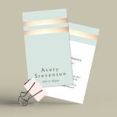 Elegant Light Blue en Faux Gold Foil Stripe Visitekaartje
