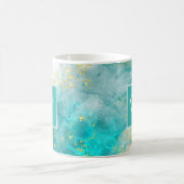 Elegant Light Blue en Gold Custom Name Coffee Koffiemok (Center)