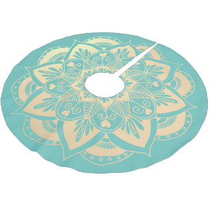 Elegant Light Blue en Gold Mandala Boho Kerstmis Kerstboom Rok