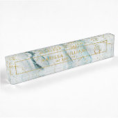 Elegant Light Blue en Gold Marble Texture Naambordje