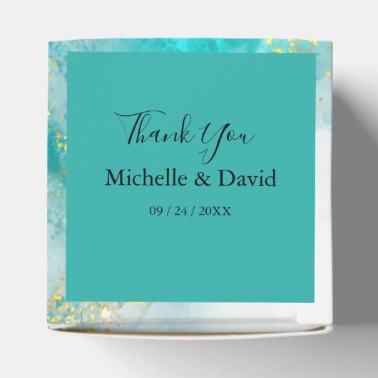 Elegant Light Blue en Gold Weddenbox Bedankdoosjes (Bovenkant)