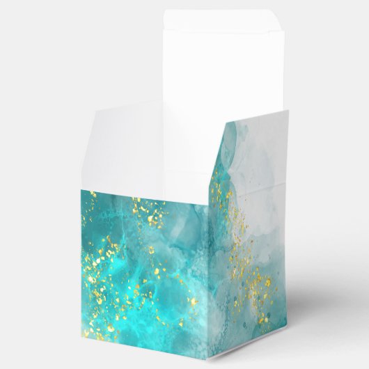 Elegant Light Blue en Gold Weddenbox Bedankdoosjes (Geopend)