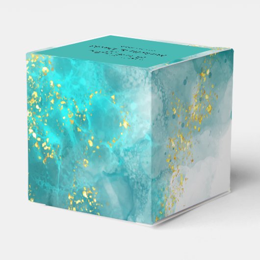 Elegant Light Blue en Gold Weddenbox Bedankdoosjes (Achterkant)