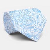 Elegant Light Blue en White Paisley Stropdas (Opgerold)