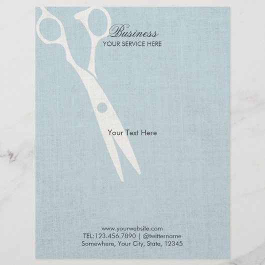 Elegant Light Blue Faux Linen Hair Salon Brochures (Voorkant)